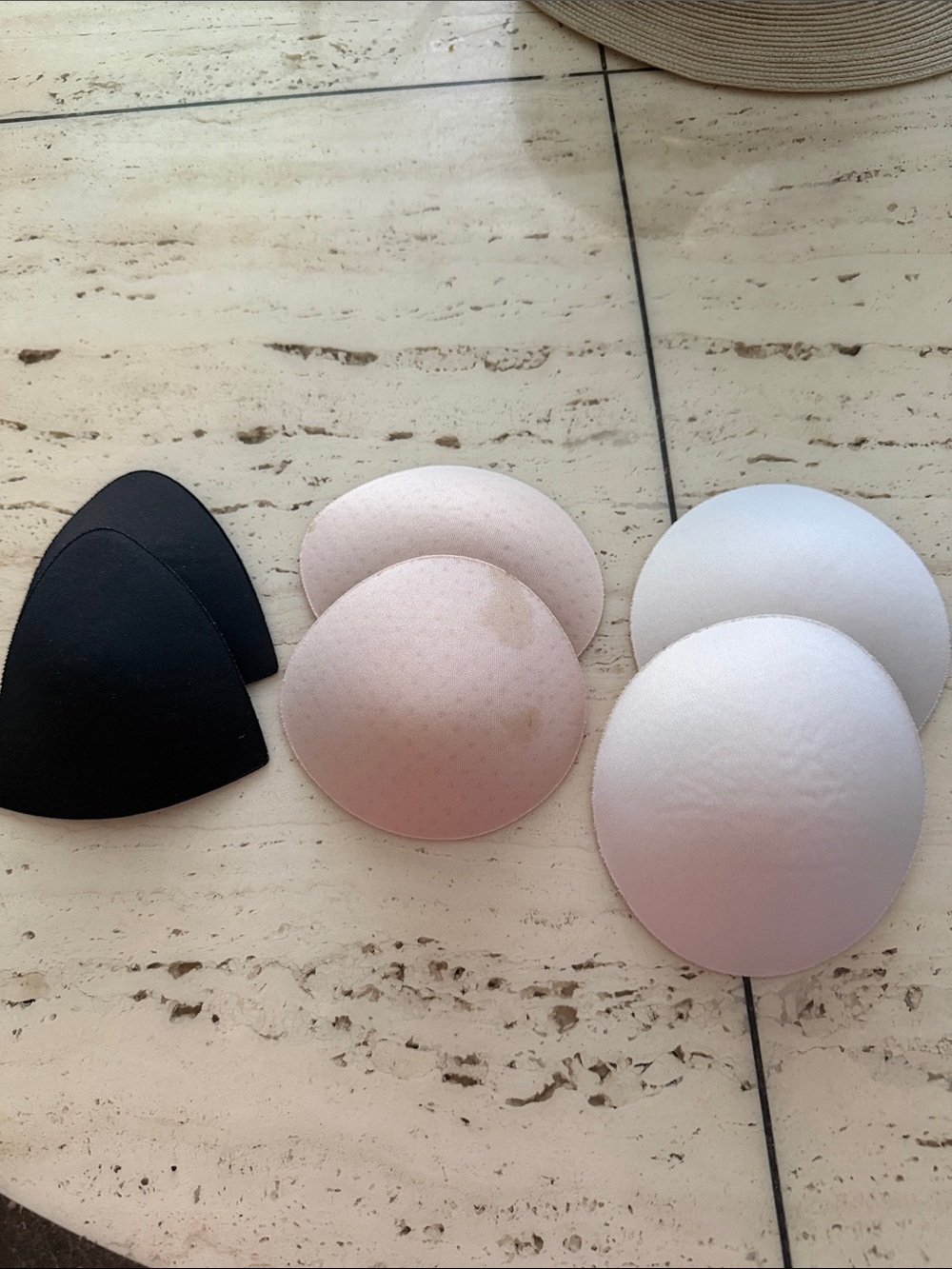 Removable Fabric Foam Bra Inserts - Black, Nude, White Set of 3